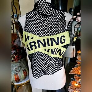 Sleeveless MESH Warning Crop Top